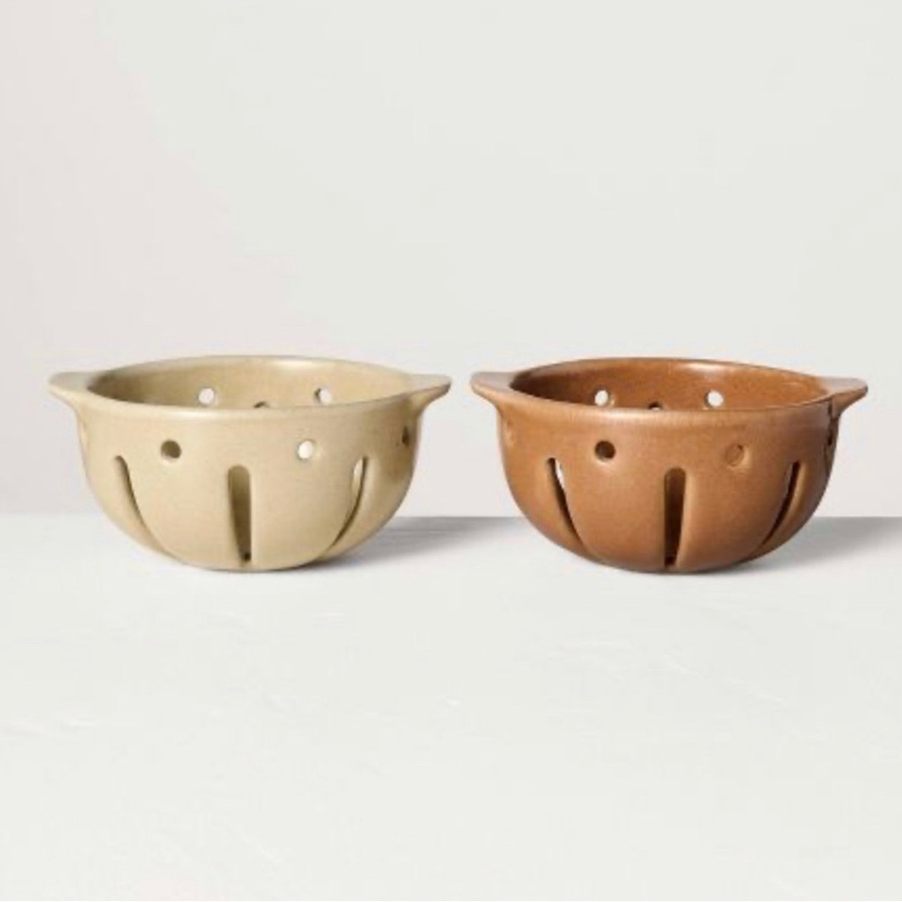 15oz Stoneware Berry Bowls Tan/Pumpkin Brown (Set of 2) - Hearth & Hand™